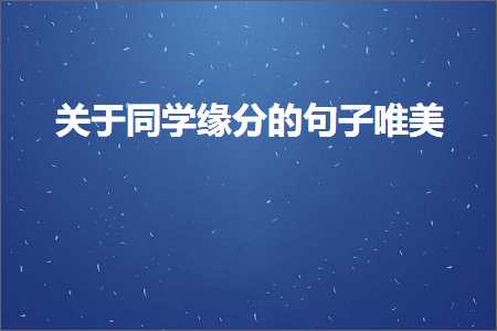 关于同学缘分的句子唯美（文案358条）